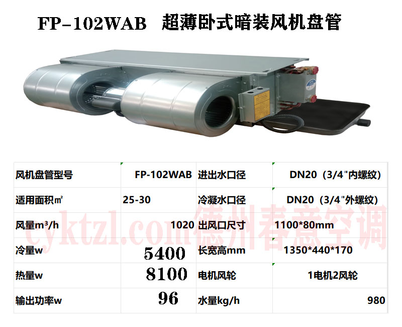 超薄臥式暗裝風(fēng)機(jī)盤管型號(hào)選型參數(shù)表格